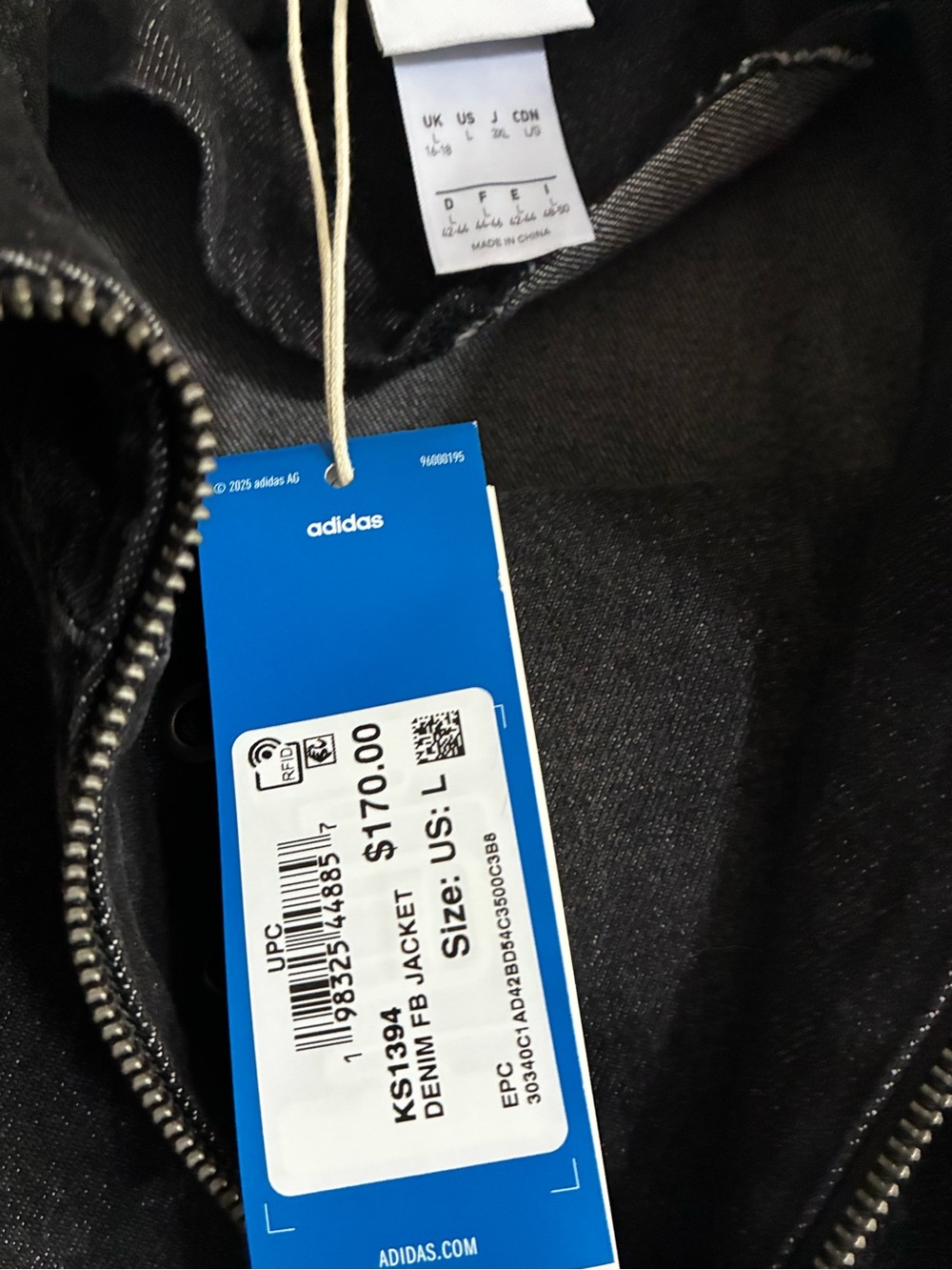 Adidas Black Lace-Up Track Jacket with Three Stripes - Picture 3 of 5